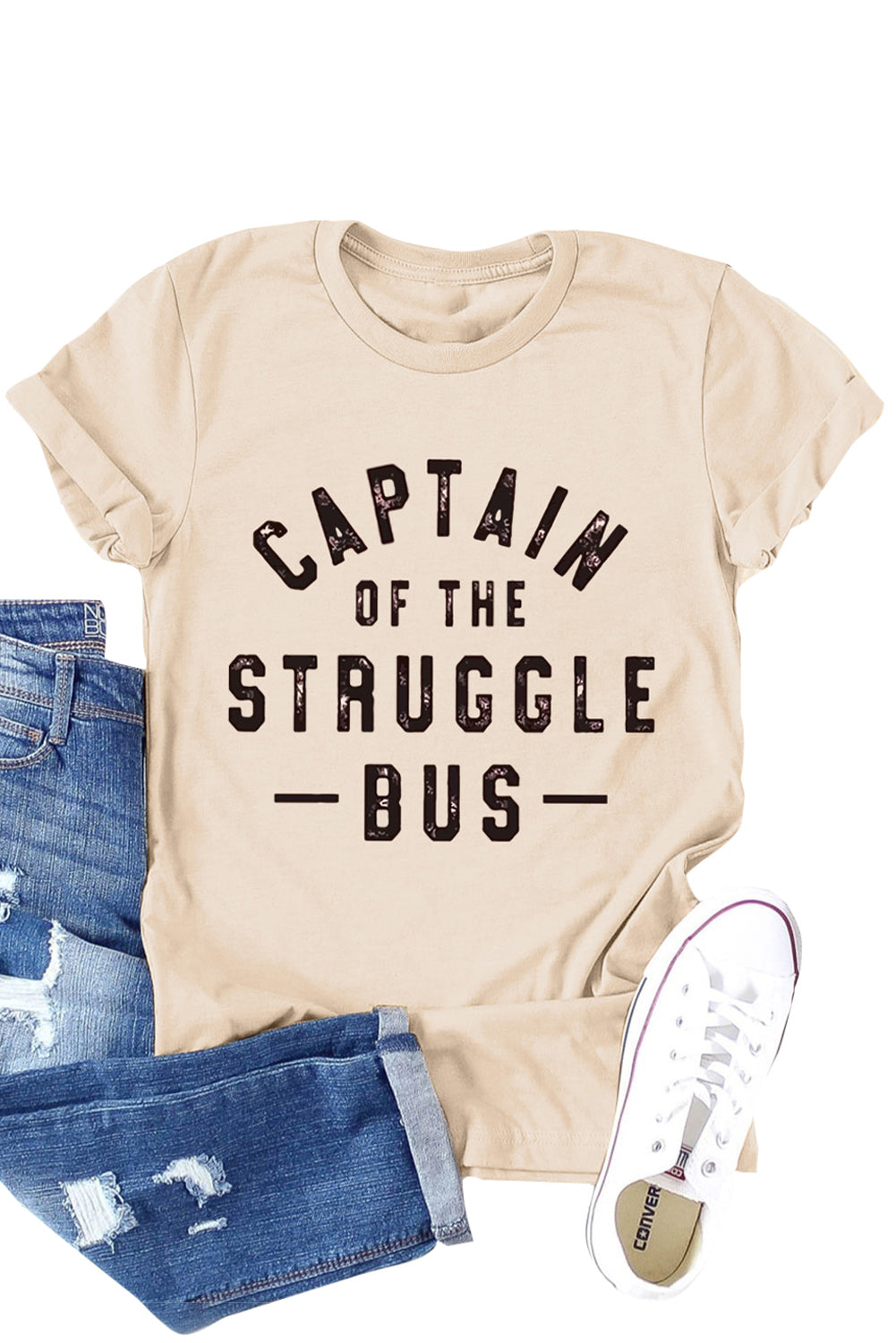 Khaki Captain of The Struggle Bus Graphic T-shirt