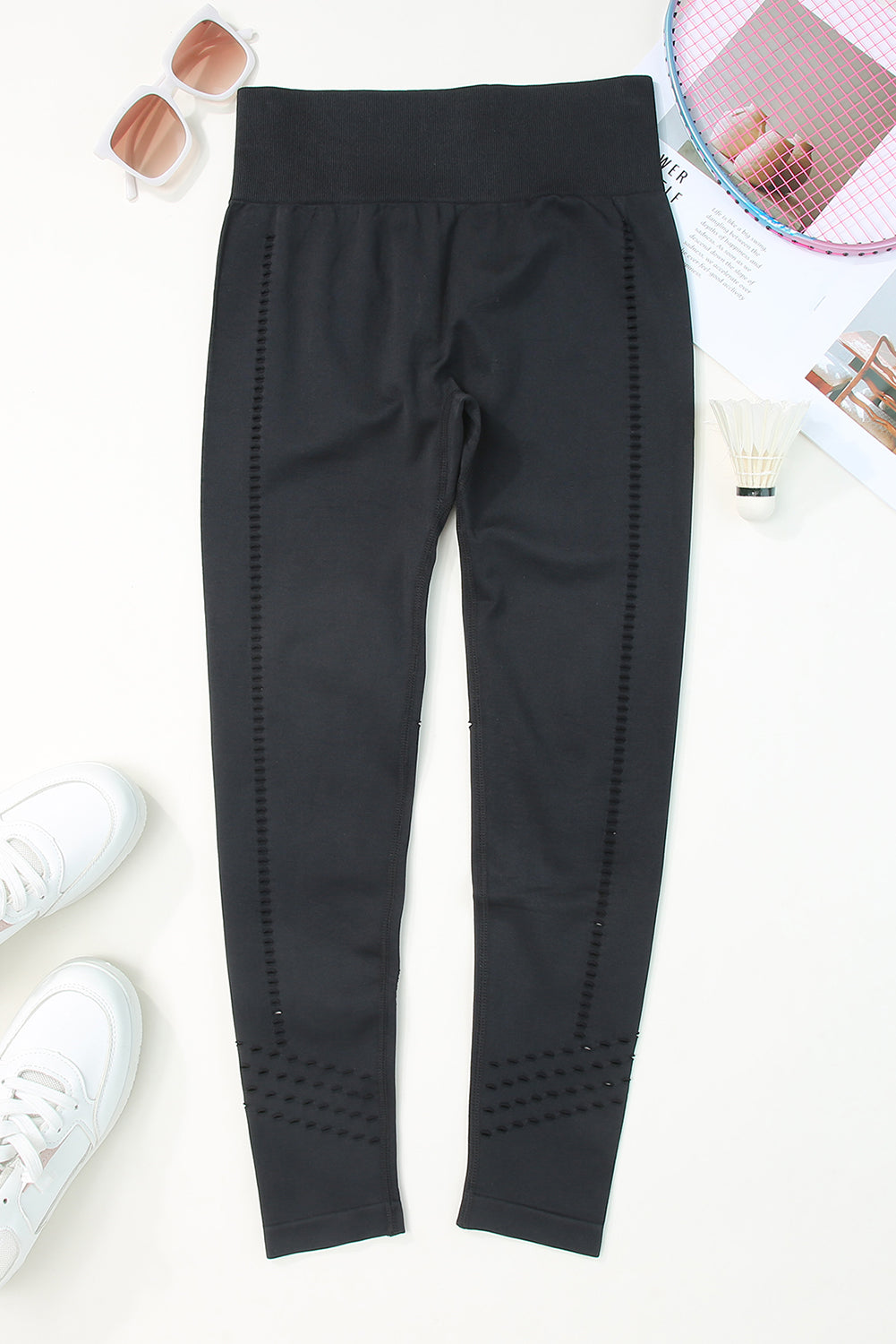 Black Hollow Out Seamless High Waist Yoga Pants