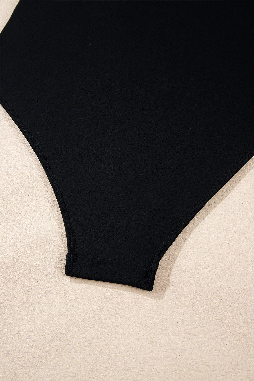 Black Colorblock Edge Belted One Piece Swimsuit