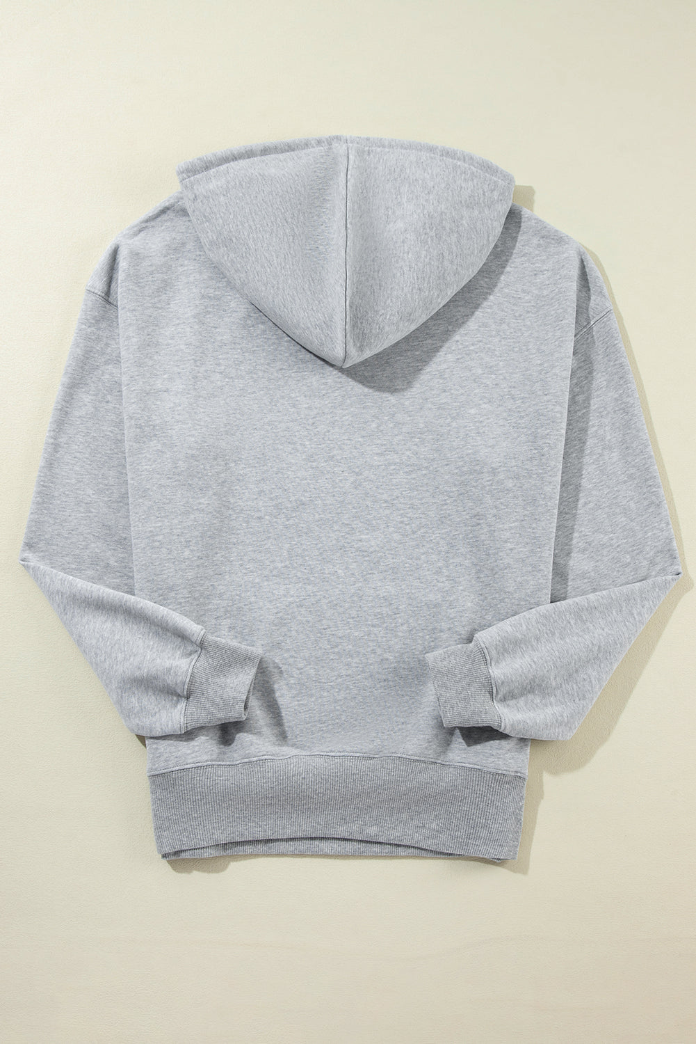 Light Grey Fleece Lined Kangaroo Pocket Drawstring Chunky Hoodie