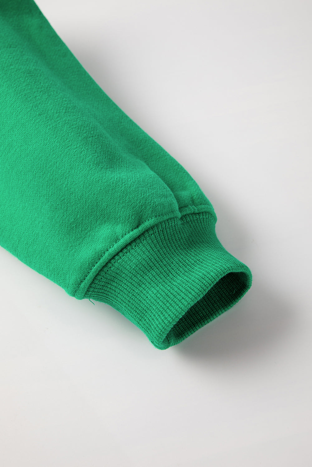 Dark Green Solid Fleece Lined Drop Shoulder Terry Sweatshirt