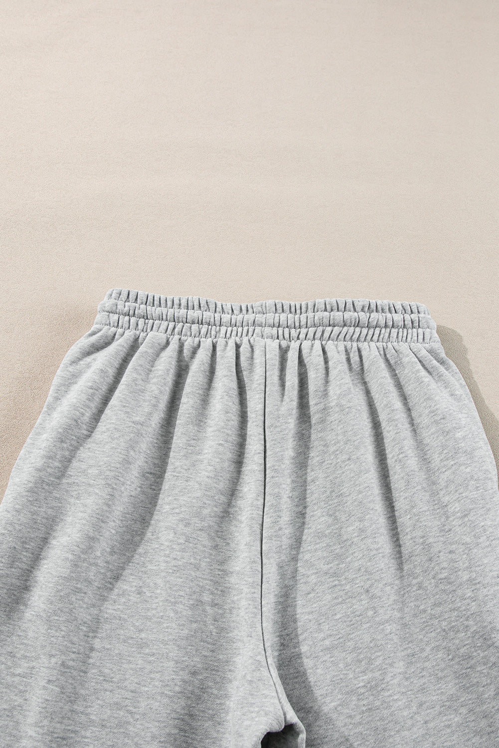 Light Grey Solid Color Fleece Lined Drawstring Waist Joggers