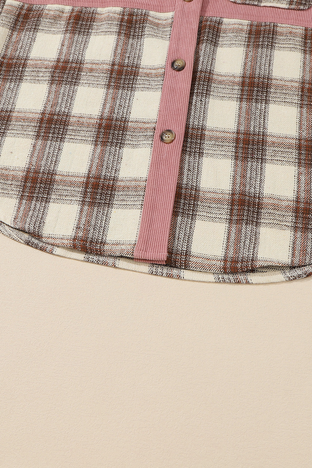 Plaid Corded Patchwork Flap Pocket Shacket