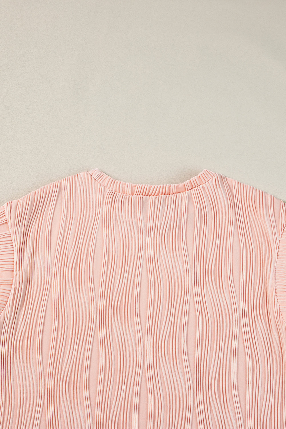 Pink Wavy Texture Cap Sleeve Top