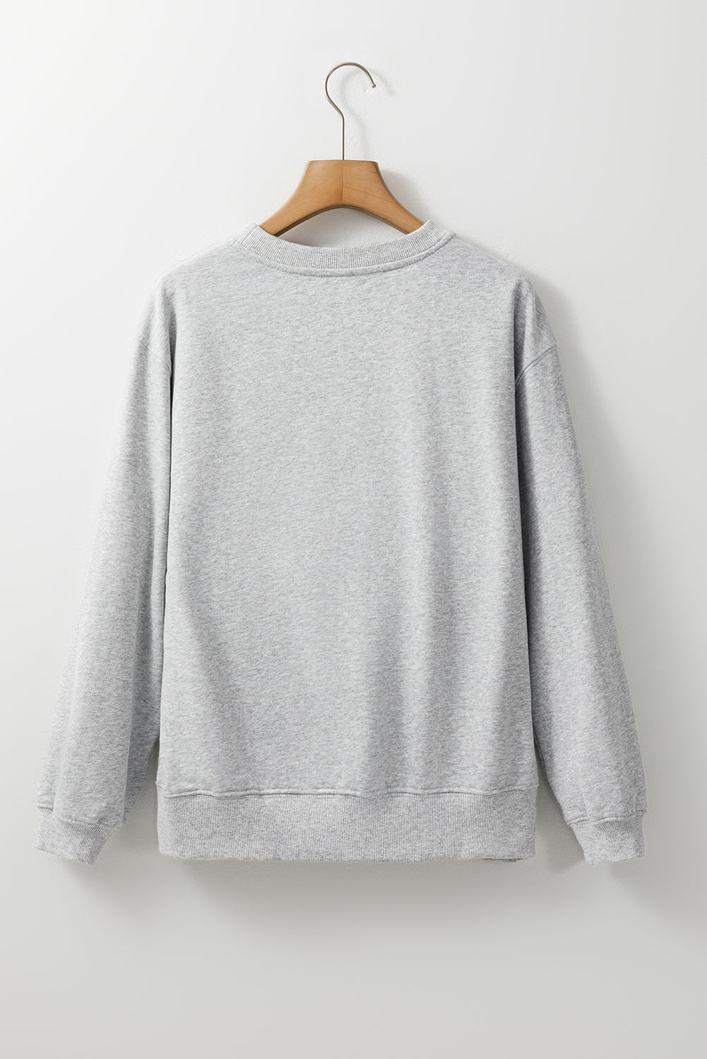 Light Grey Plain Drop Shoulder Crewneck Pullover Sweatshirt