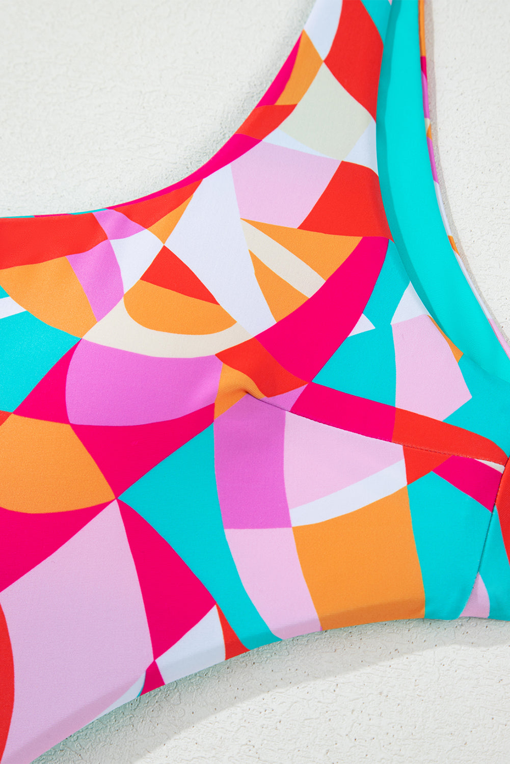 Purple Abstract Geometry Print Daring Cutout Reversible One Piece Swimsuit