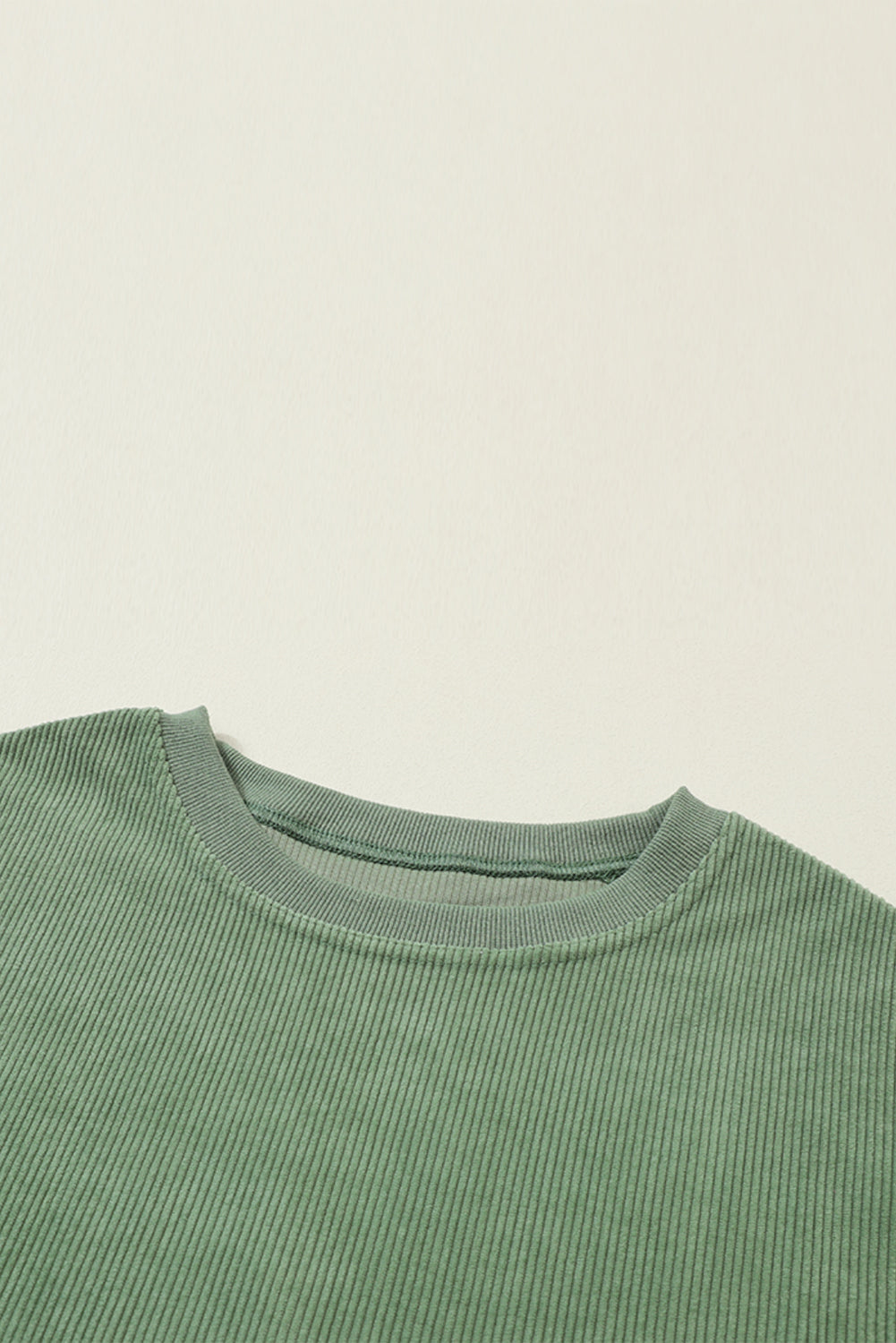 Green Ribbed Corded Oversized Sweatshirt