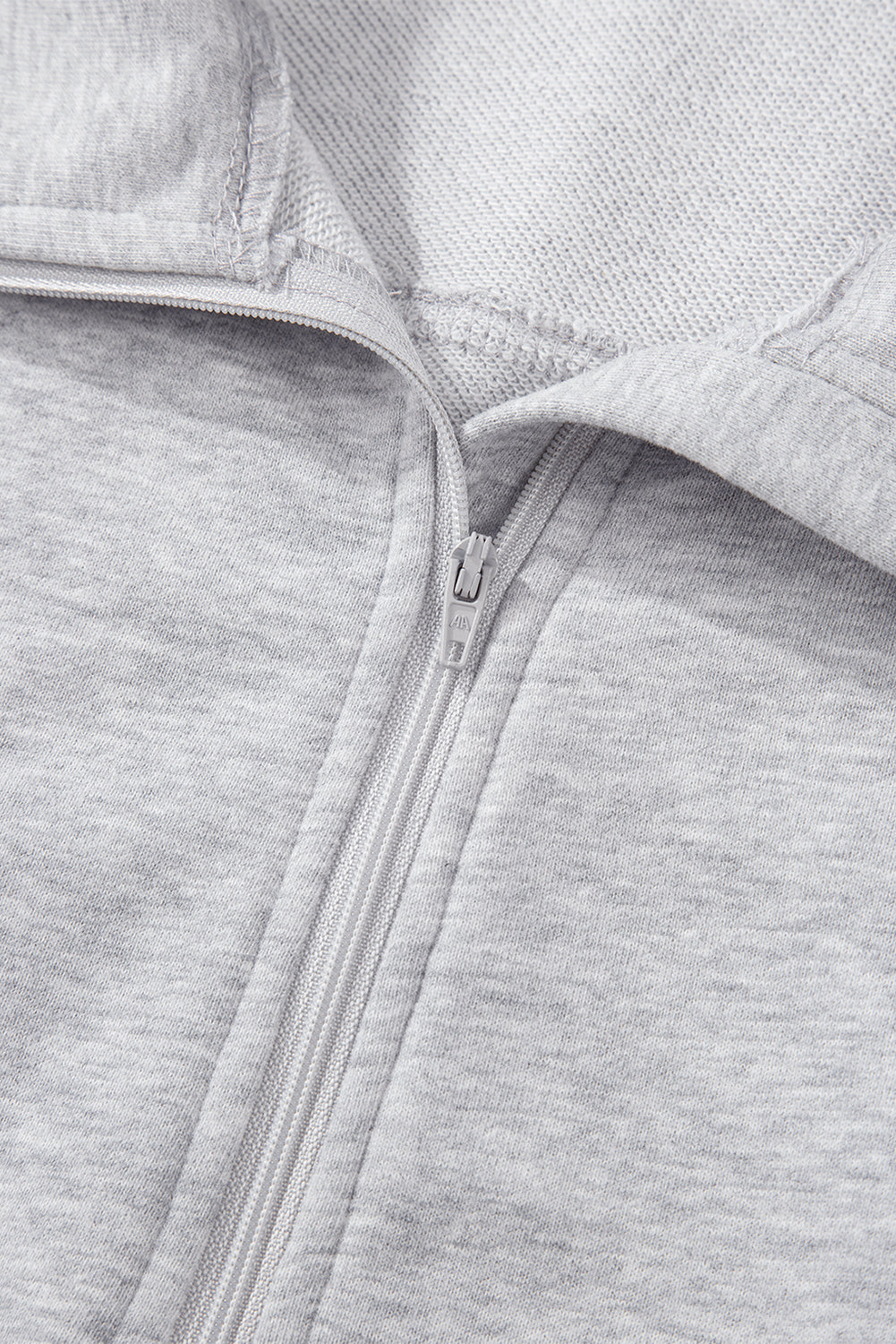 Light Grey Quarter Zip Stand Neck Kangaroo Pocket Sweatshirt